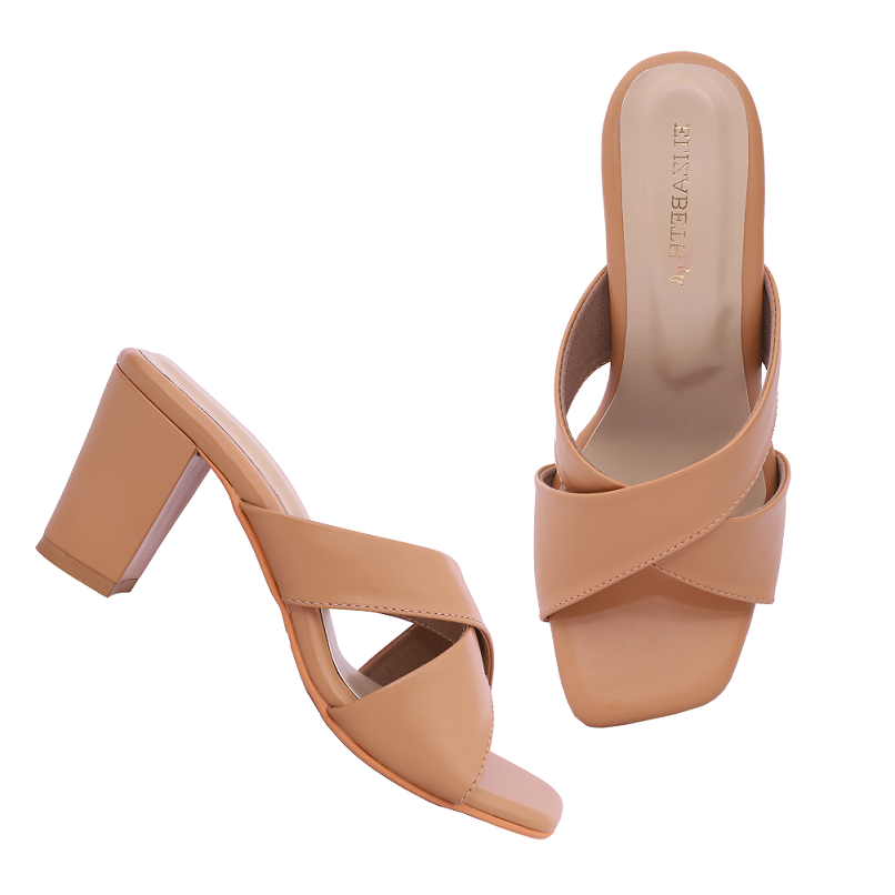 ELZ Heads Held High Camel Block Heels