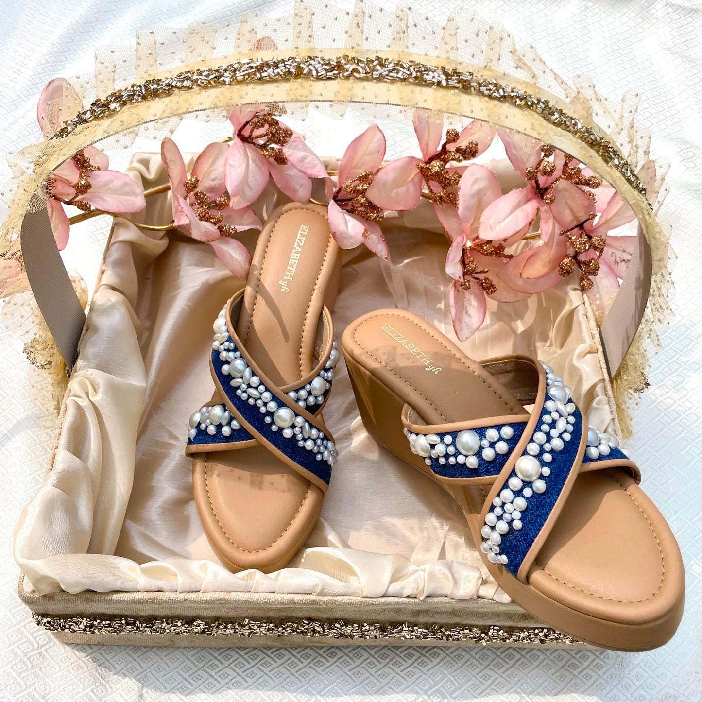ELZ Pearl Denim Wedges