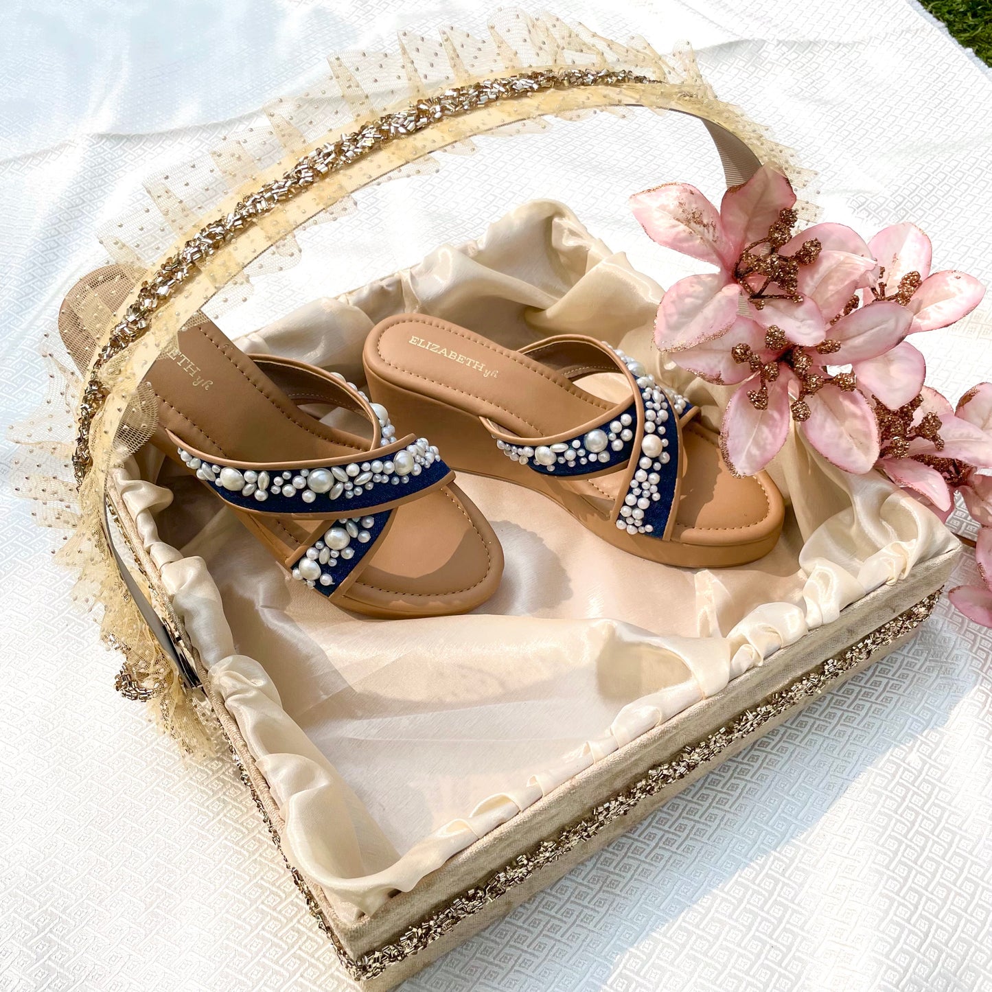 ELZ Pearl Denim Wedges