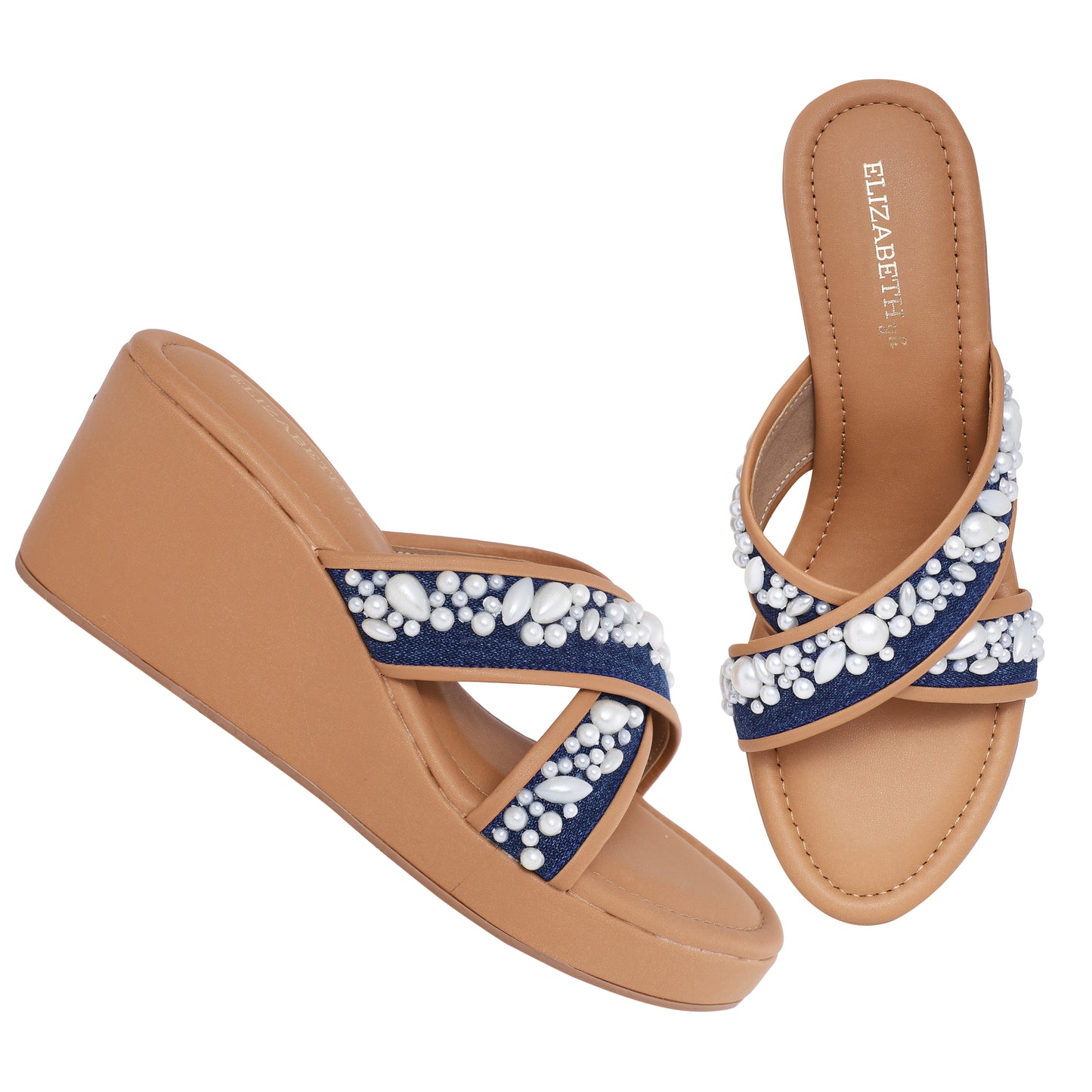 ELZ Pearl Denim Wedges
