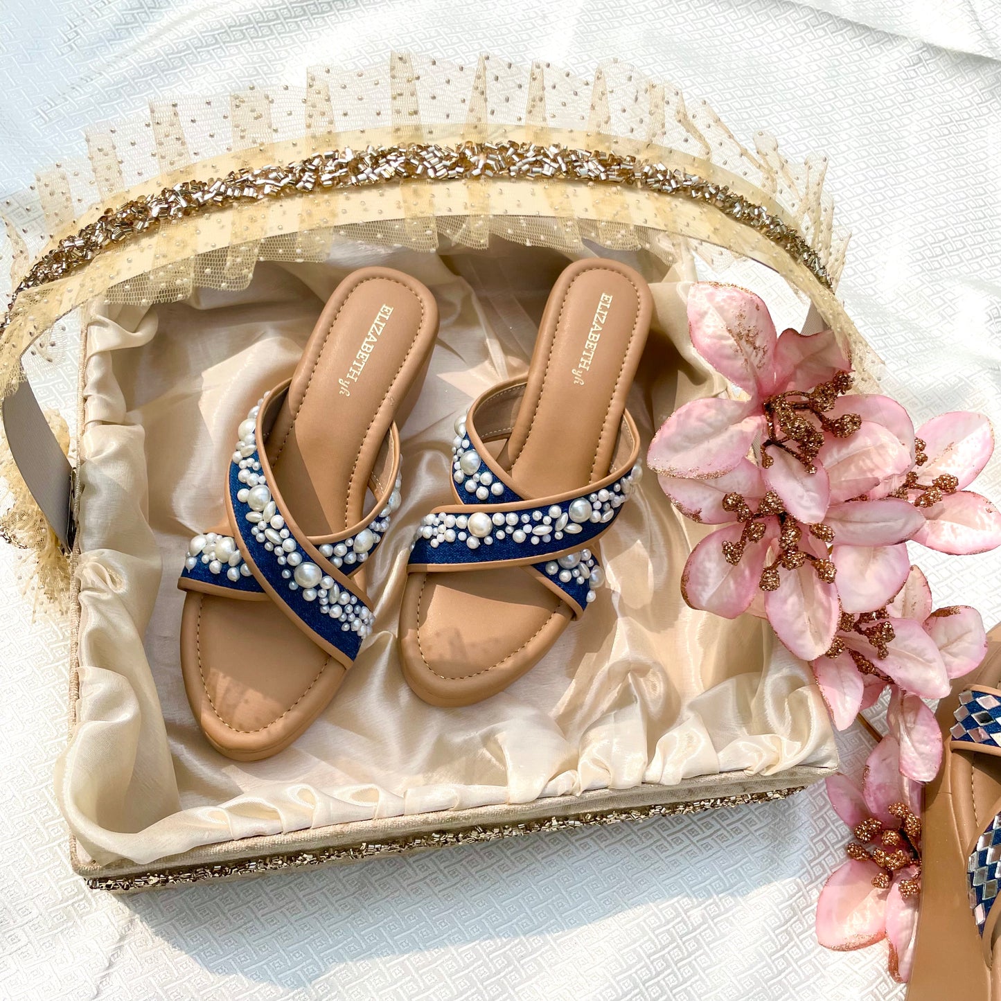 ELZ Pearl Denim Wedges