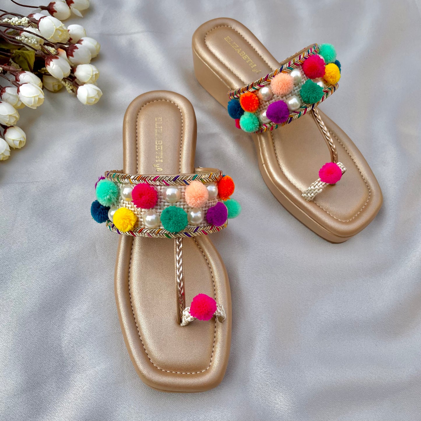 ELZ POM POM Wedges Kolhapuri