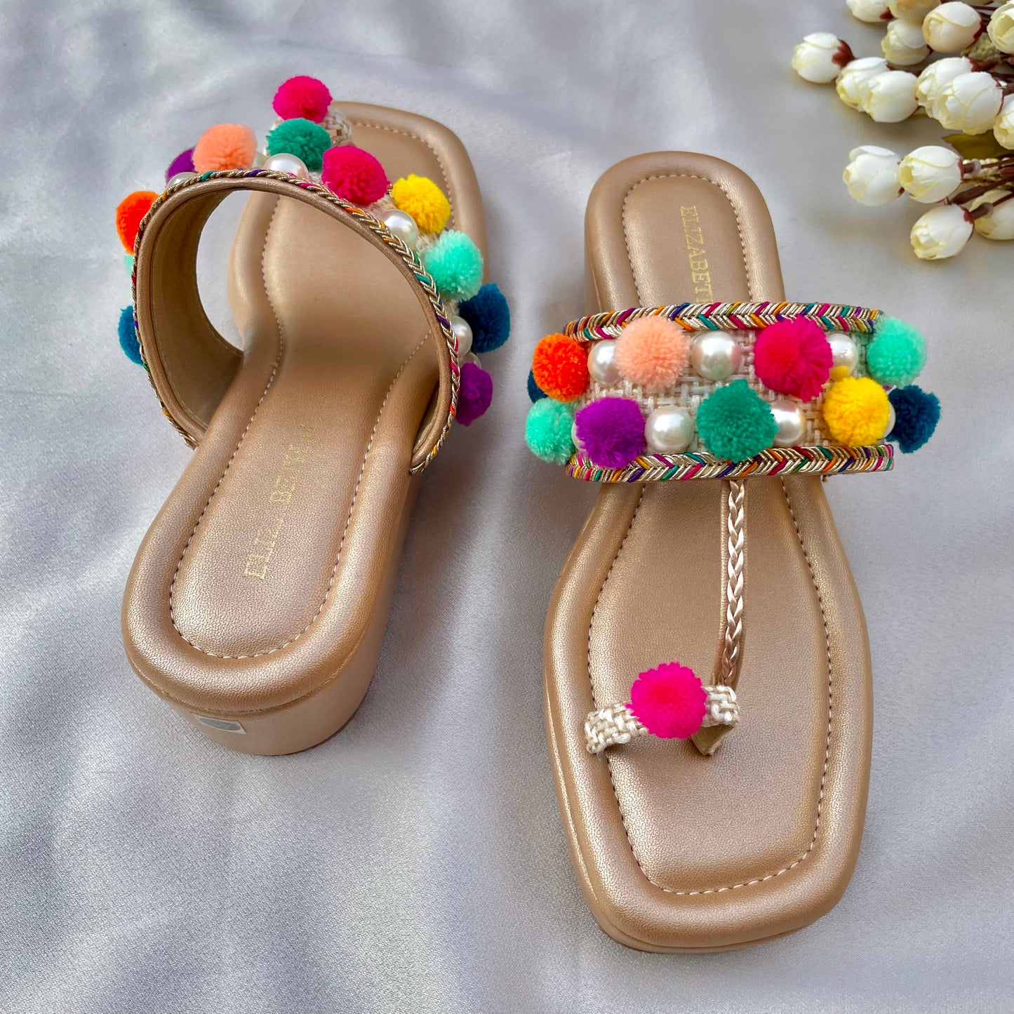 ELZ POM POM Wedges Kolhapuri