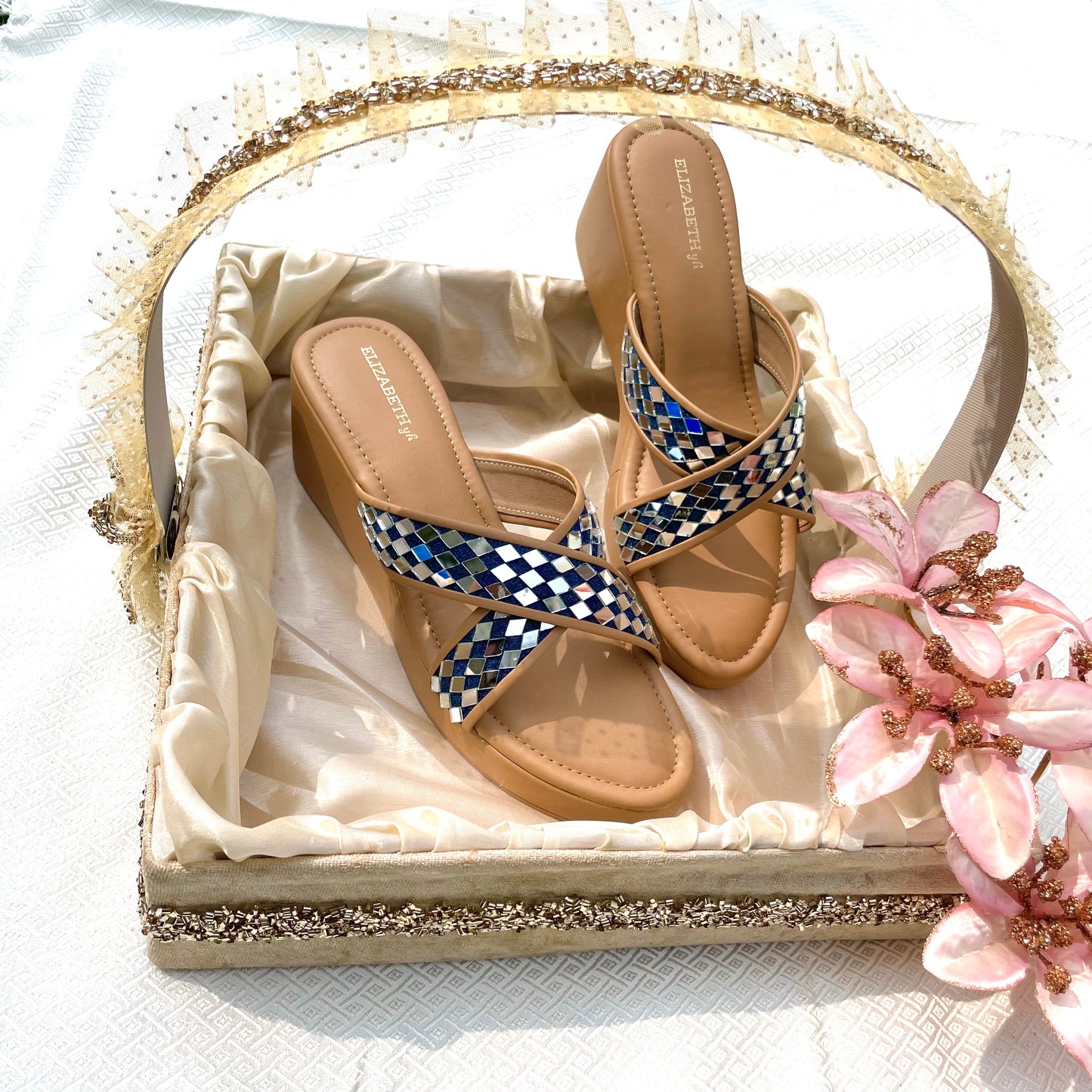 ELZ Mirror Denim Wedges