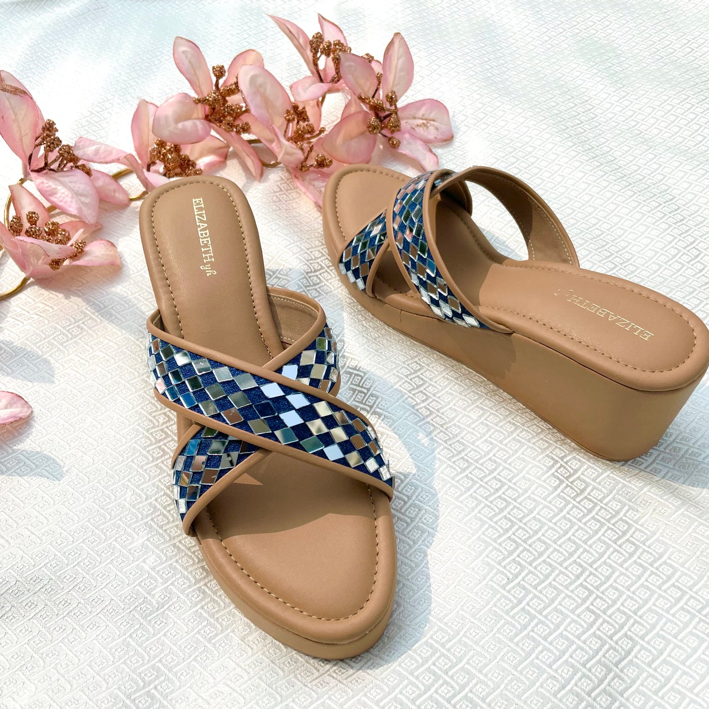 ELZ Mirror Denim Wedges