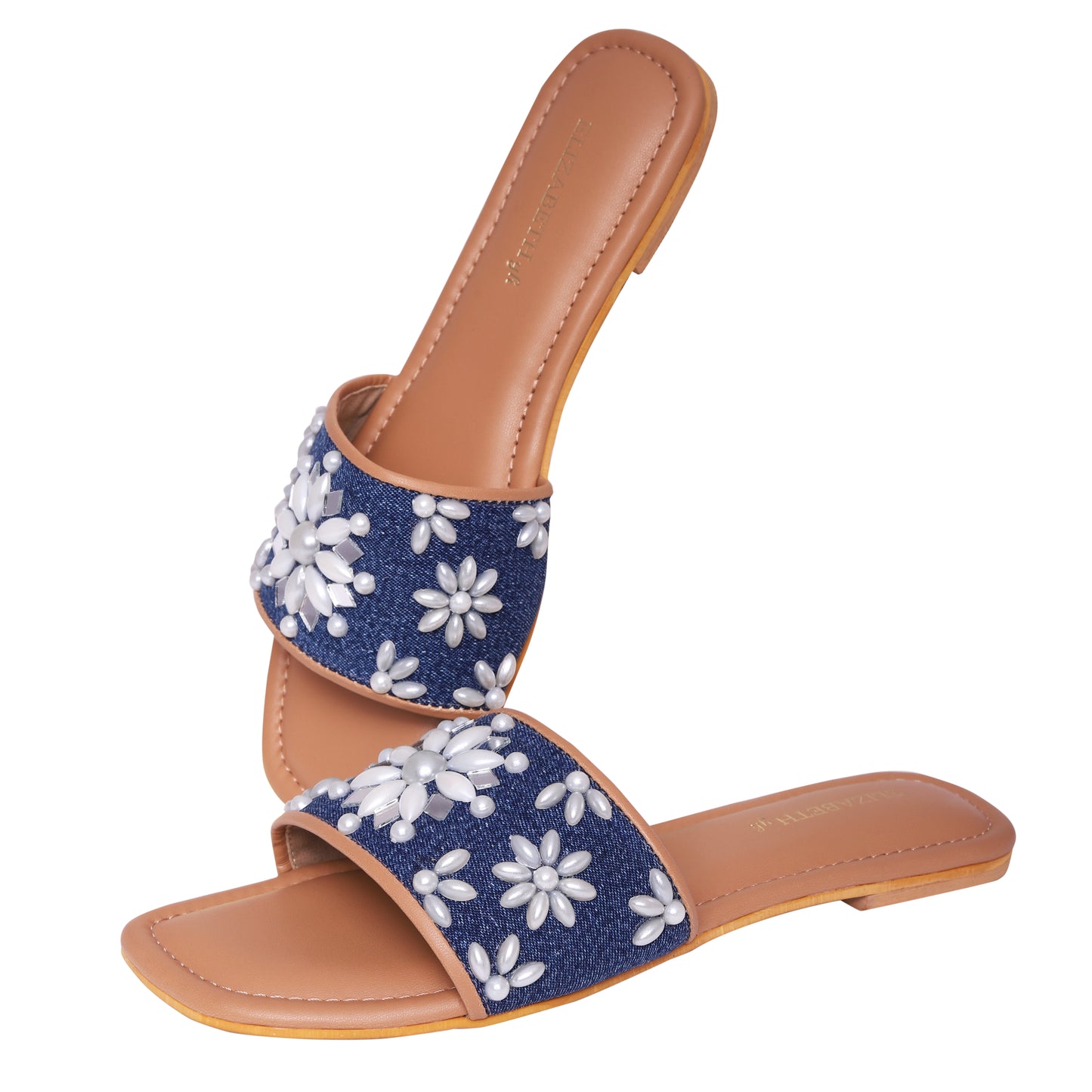 ELZ Blue Heaven Denim Flat Sliders