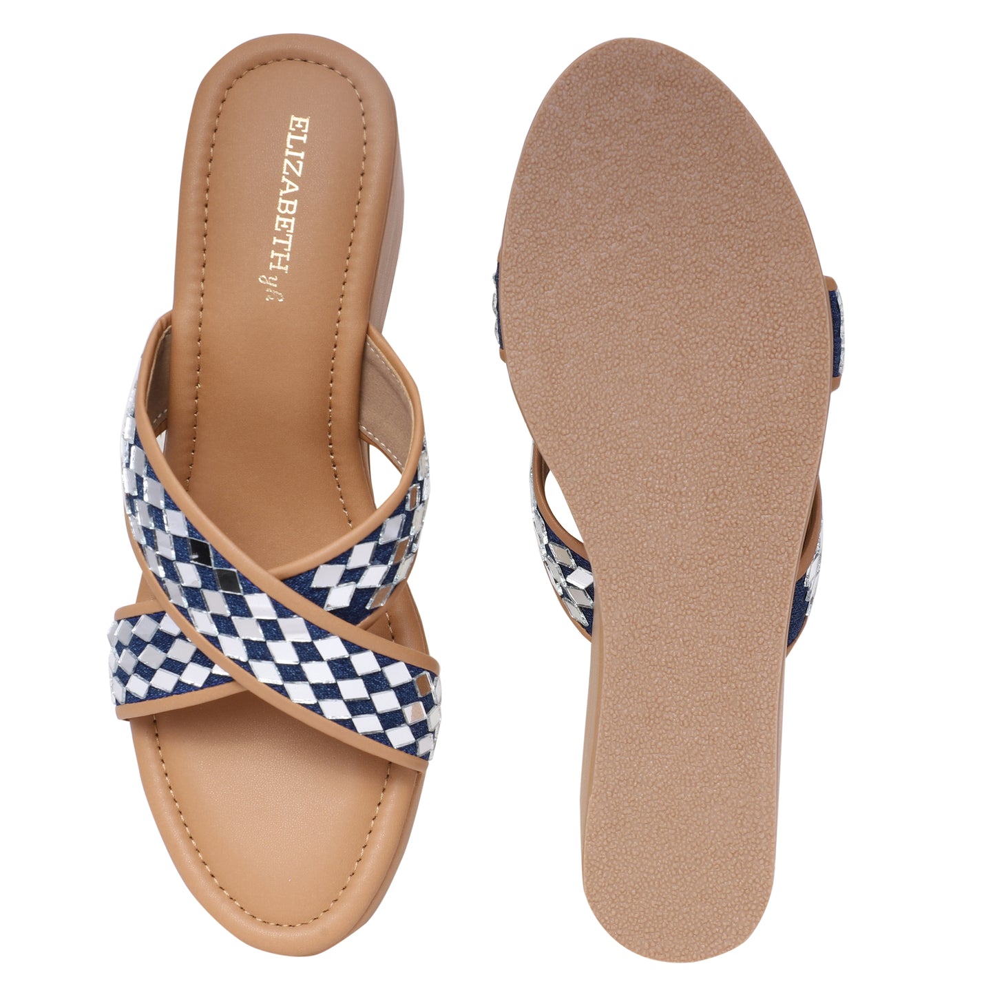 ELZ Mirror Denim Wedges
