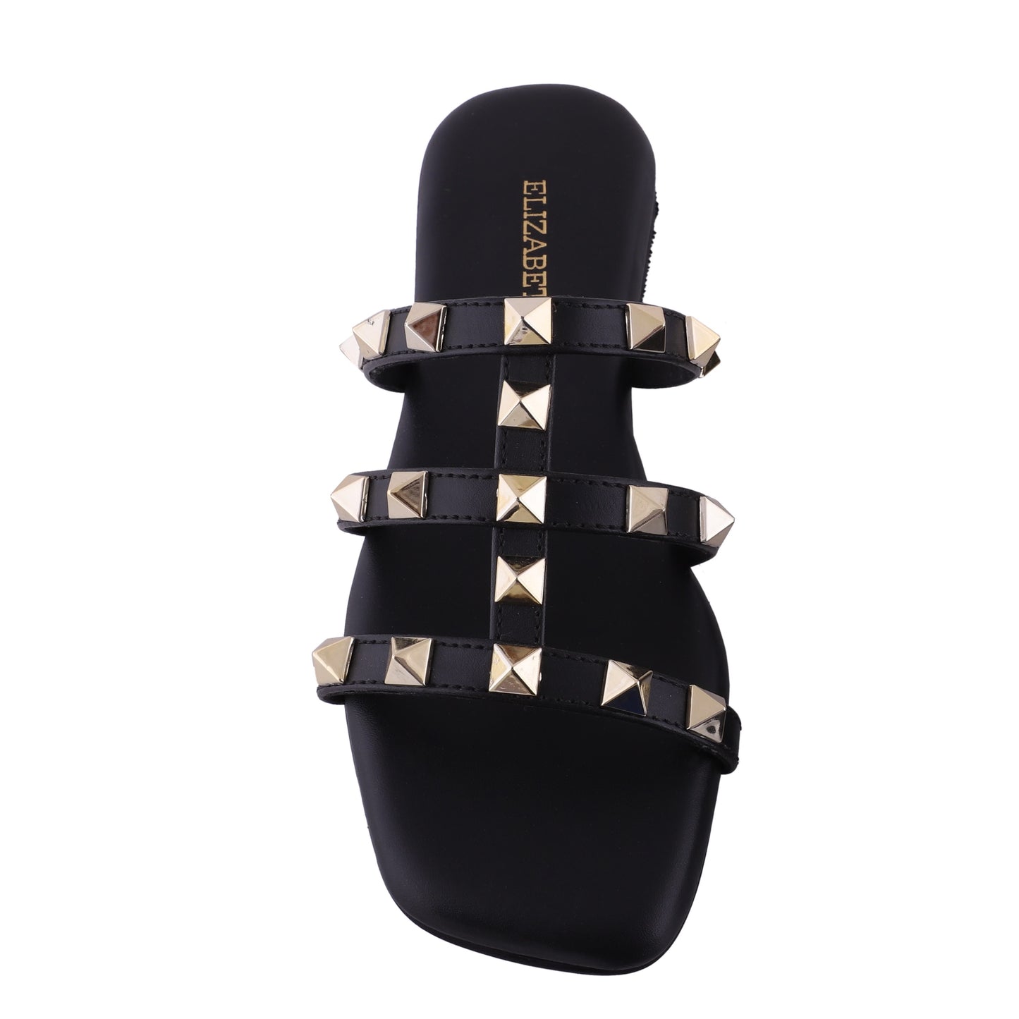 ELZ Diamond Studded Black Flat Slides