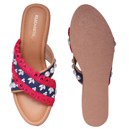 ELZ Lacey Pink Denim Wedges